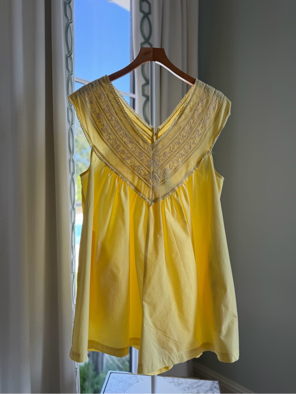 By Anthropologie Yellow Cotton V-Neck Yoke Romper Size M